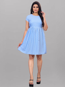 SARVOPAREE FASHION Women A-line Light Blue Knee Length Dress