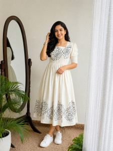 MitwaFashion Women Maxi White Full Length Dress