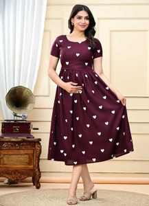Benicia Attire Women Ethnic Dress Brown Midi/Calf Length Dress