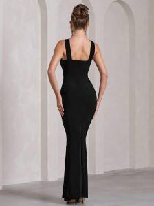 WANQUILA Women Bodycon Black Maxi/Full Length Dress