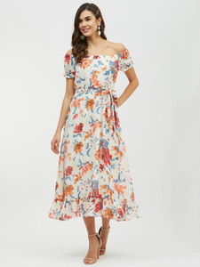 HARPA Women A-line Multicolor Midi/Calf Length Dress