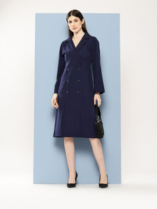 CHEMISTRY Women Balloon/Bubble Blue Knee Length Dress