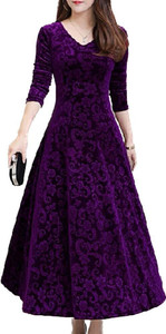 WestCHIC Women Fit and Flare Purple Dress