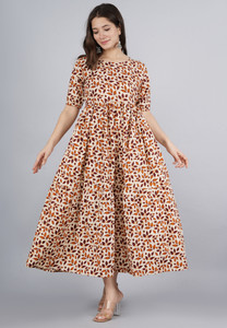 Twirl Tales Women A-line Gold Midi/Calf Length Dress