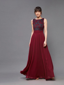 Miss Chase Women Gown Maroon Maxi/Full Length Dress
