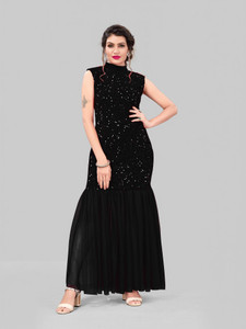Rebikatrendz Women Gown Black Maxi/Full Length Dress