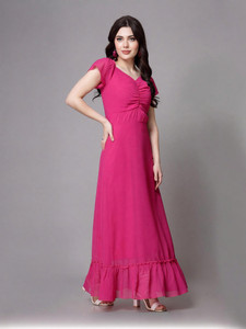 AAYU Women Maxi Pink Full Length Dress