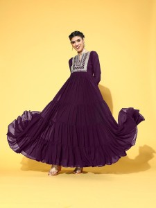 aaliya fashion Women Maxi Purple Dress