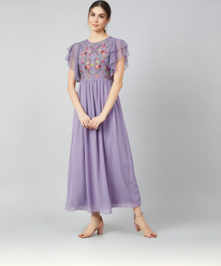 ATHENA Women Maxi Purple Above Knee/Mid Thigh Length Dress