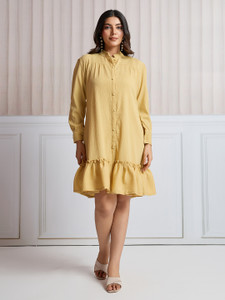 Clothing Closet Women Fit and Flare Yellow Mini/Short Dress