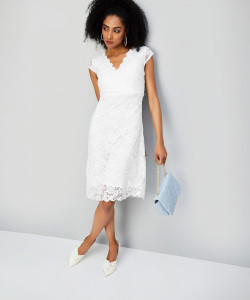 MAX Women A-line White Midi/Calf Length Dress