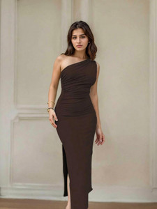 SPIVOZ Women Bodycon Brown Midi/Calf Length Dress