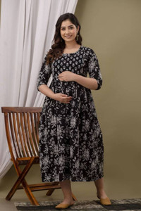 Stylishthreads Women Fit and Flare Black, Grey Below Knee Dress