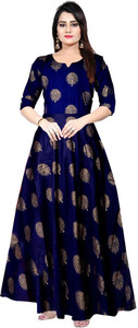 A N Enterprises Women A-line Multicolor Maxi/Full Length Dress