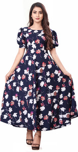 EDISHNAL Women Maxi Blue Full Length Dress
