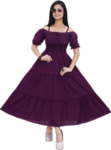 SHREESHYAMDARBAR Women Gown Purple Maxi/Full Length Dress