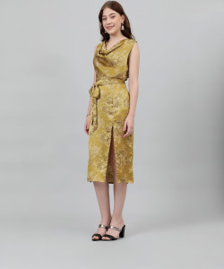 OOTD by Kotty Women A-line Green Midi/Calf Length Dress