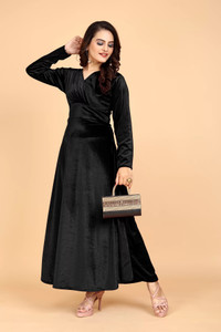 WestCHIC Women High Low Black Maxi/Full Length Dress