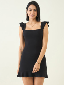 AAYU Women Bodycon Black Mini/Short Dress