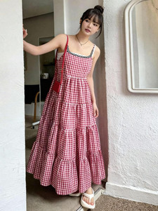 Tamina Women A-line Red, White Maxi/Full Length Dress