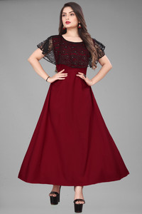 Qena Women Maxi Red Full Length Dress