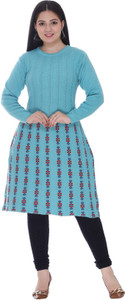 WALMORA Women A-line Blue, Red Knee Length Dress