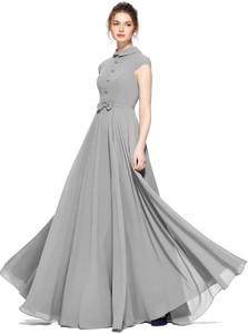 Miren Women Fit and Flare Grey Maxi/Full Length Dress