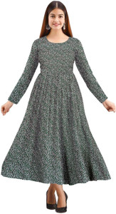ALISHA FASHION Women Gown Green Ankle Length Dress