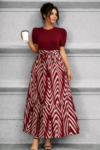 OnTech Women Fit and Flare Maroon Maxi/Full Length Dress