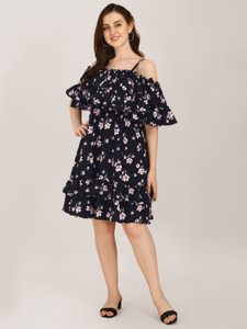 Oomph! Women Ruffled Multicolor Knee Length Dress