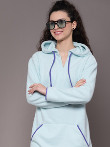 KASSUALLY Women Sweater Light Blue Above Knee/Mid Thigh Length Dress