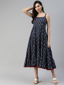 DIVENA Women A-line Blue Midi/Calf Length Dress