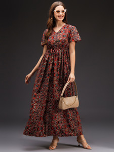 Emeros Women Maxi Maroon Full Length Dress
