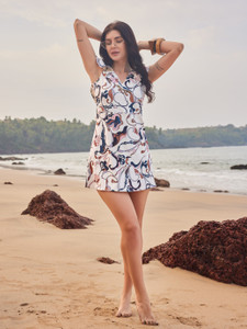 PURVAJA Women A-line White Mini/Short Dress