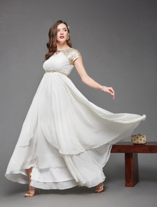 Miss Chase Women Maxi White Full Length Dress