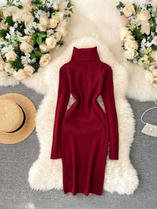 simran collections Women Bodycon Maroon Midi/Calf Length Dress