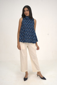 Hunar Casual Printed Women Blue Top