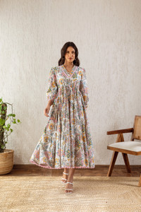 Honky Tonky Women Fit and Flare Multicolor Maxi/Full Length Dress