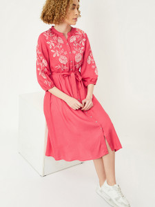 MAX Women A-line Pink Below Knee Dress