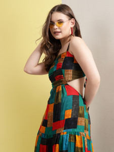 Being Naughty Women Fit and Flare Multicolor Maxi/Full Length Dress