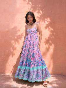 Pink Paprika By SASSAFRAS Women Fit and Flare Pink Maxi/Full Length Dress