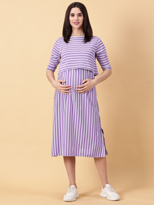 Purple Flaunt Women A-line Purple Midi/Calf Length Dress