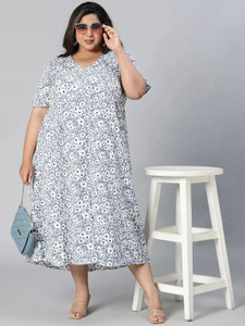 CLOCHOICE Women Maxi Grey, White, Black Ankle Length Dress