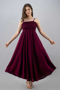 GHK FASHION Women Maxi Purple Full Length Dress