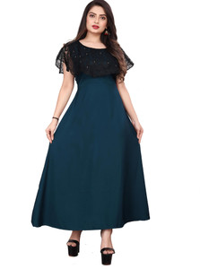 Qena Women Maxi Dark Blue, Black Full Length Dress