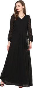 La Zoire Women Maxi Black Full Length Dress