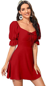 Newba Women A-line Maroon Mini/Short Dress