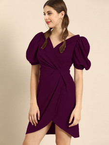 IUGA Women Wrap Purple Mini/Short Dress