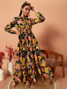OTABU Women Maxi Multicolor Full Length Dress