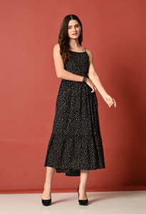 Janki Creation Women Fit and Flare Black Maxi/Full Length Dress